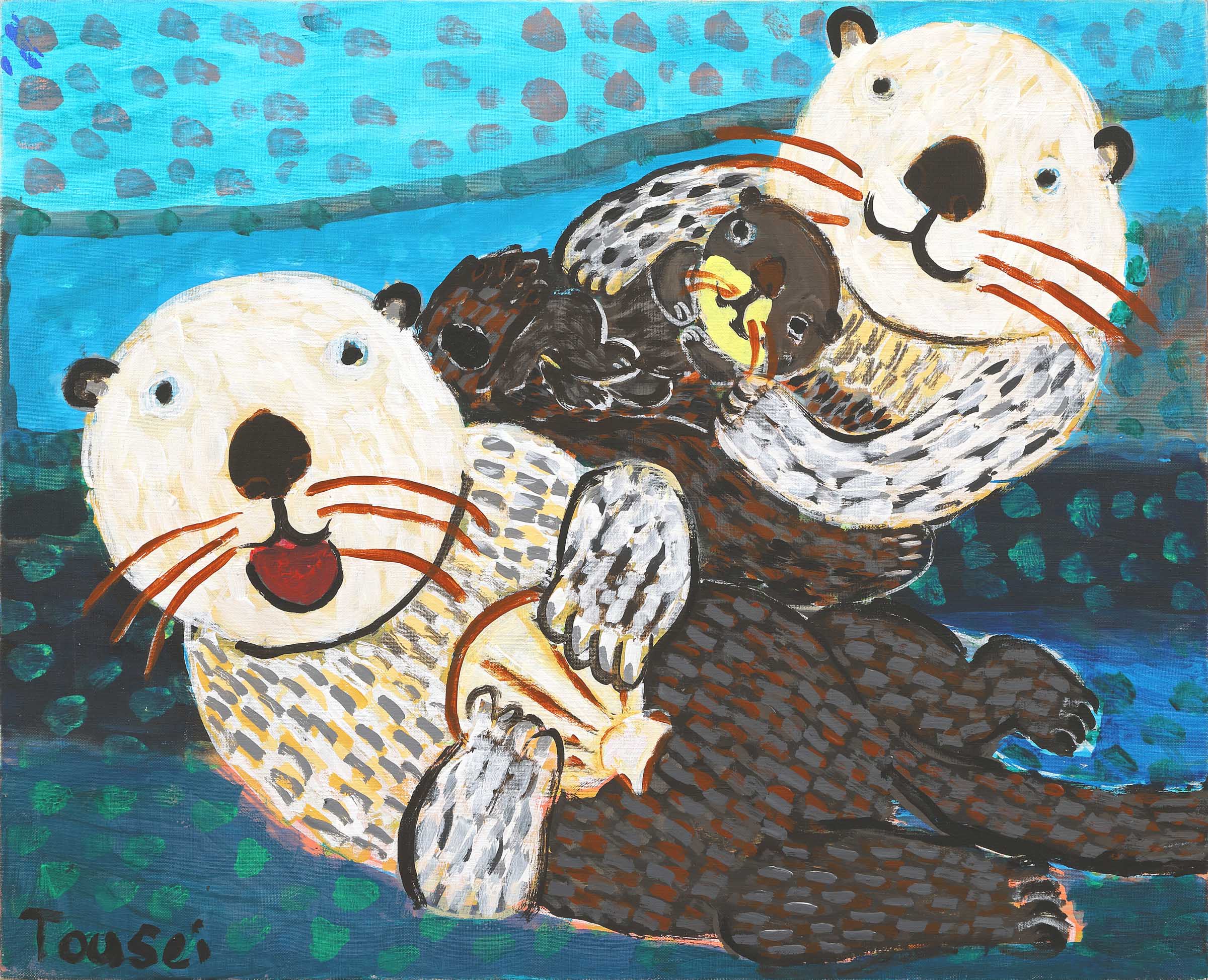 海にいるラッコ